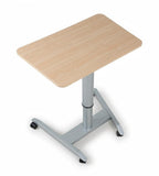 簡約淺木色帶轆升降枱 Minimalist Light Wood Mobile Adjustable Table