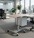簡約淺木色帶轆升降枱 Minimalist Light Wood Mobile Adjustable Table