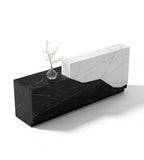 Geometric Two-Tone Marble Reception Desk