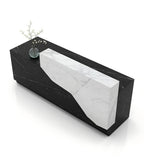 Geometric Two-Tone Marble Reception Desk
