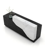 幾何切面雙拼大理石前台 Geometric Two-Tone Marble Reception Desk