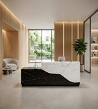 Geometric Two-Tone Marble Reception Desk