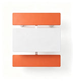 Modern Canteen Dining Table with Benches, featuring minimalist orange laminate panels