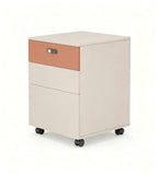 Modern Beige & Orange 3-Drawer Mobile Pedestal with Combination Lock