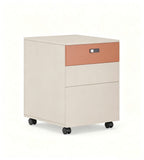 Modern Beige & Orange 3-Drawer Mobile Pedestal with Combination Lock
