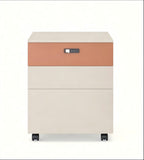 Modern Beige & Orange 3-Drawer Mobile Pedestal with Combination Lock