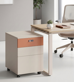 Modern Beige & Orange 3-Drawer Mobile Pedestal with Combination Lock