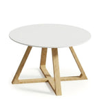 Nordic White Solid Wood Round Coffee Table