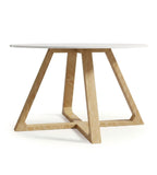 北歐白色實木圓形茶几 Nordic White Solid Wood Round Coffee Table