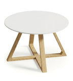Nordic White Solid Wood Round Coffee Table