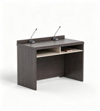 現代深木色防火板帶儲物講台 Modern Dark Wood Podium with Storage