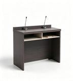 現代深木色防火板帶儲物講台 Modern Dark Wood Podium with Storage