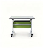 淺灰拼綠色帶轆培訓枱 Light Grey and Green Training Table with Wheels