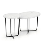Modern White Sintered Stone Nesting Coffee Table