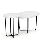 現代白色岩板組合茶几 Modern White Sintered Stone Nesting Coffee Table