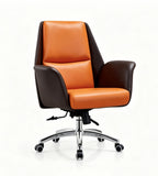 橘褐雙色五星腳會議椅	Orange & Dark Brown Two-Tone Five-Star Base Conference Chair