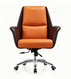 橘褐雙色五星腳會議椅	Orange & Dark Brown Two-Tone Five-Star Base Conference Chair