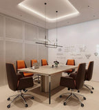 橘褐雙色五星腳會議椅	Orange & Dark Brown Two-Tone Five-Star Base Conference Chair