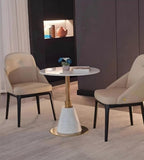 金色不銹鋼大理石圓形會客洽談枱 Gold Marble Round Meeting Table