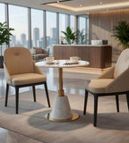 金色不銹鋼大理石圓形會客洽談枱 Gold Marble Round Meeting Table