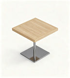 簡約淺木色木紋銀色金屬腳方形茶几 Minimalist Light Wood Grain Silver Metal Square Coffee Table