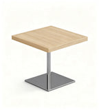 Minimalist Light Wood Grain Silver Metal Square Coffee Table