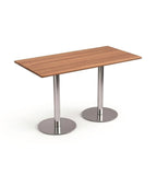 Modern Wood Dining Table with Walnut-Colored Solid Wood Top and Stainless Steel Legs (Suitable for Cha Chaan Tengs)