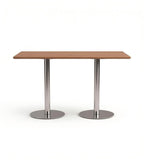 Modern Wood Dining Table with Walnut-Colored Solid Wood Top and Stainless Steel Legs (Suitable for Cha Chaan Tengs)