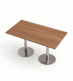 茶餐廳胡桃木色實木長方形不銹鋼腳餐枱 Modern Wood Dining Table