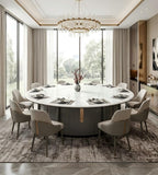 Diagonal-Patterned Designer Electric Dining Table
