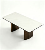 Light Luxury White Sintered Stone Rectangular Dining Table