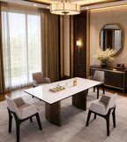 Light Luxury White Sintered Stone Rectangular Dining Table