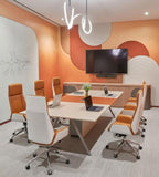 橘白雙色五星腳大班椅 Orange and White Two-Tone Five-Star Base Executive Chair