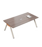 Wood Grain Rectangular Conference Table with Cable Management Box