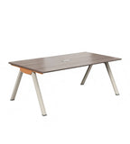 Wood Grain Rectangular Conference Table with Cable Management Box