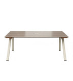 Wood Grain Rectangular Conference Table with Cable Management Box