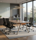Wood Grain Rectangular Conference Table with Cable Management Box