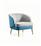 Modern Light Luxury Grey & Blue PU Leather Single-Seater Sofa
