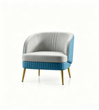 現代輕奢灰藍雙色西皮單座位梳化 Modern Light Luxury Grey & Blue PU Leather Single-Seater Sofa
