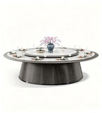 Modern Minimalist Matte Wooden Electric Round Dining Table