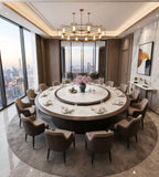 Modern Minimalist Matte Wooden Electric Round Dining Table