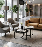 Modern White Sintered Stone Nesting Coffee Table