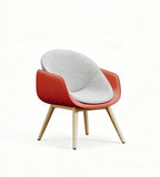 北歐撞色灰紅雙色布皮單座位梳化 Nordic Color-blocking Grey & Red Fabric & PU Leather Single-Seater Sofa