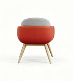 北歐撞色灰紅雙色布皮單座位梳化 Nordic Color-blocking Grey & Red Fabric & PU Leather Single-Seater Sofa