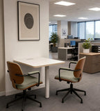 Modern Minimalist White Rectangular Consultation Table with Cable Management Box