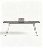 現代灰色金屬腳雙層枱面帶線盒會議枱 Modern Grey Metal Leg Conference Table