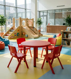 安全耐用紅色四人圓形幼稚園枱 Safe Red Round Kindergarten Table