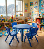 實用藍色四人圓形幼稚園枱椅套裝 Practical Blue Round Kindergarten Table Chair