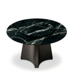 奢華大花綠奢石灰鈦腳帶轉盤圓形餐枱 Luxury Verde Alpi Stone Round Dining Table with Turntable