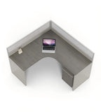 簡約灰色木紋帶屏風辦公枱 Minimalist Grey Wood Grain Partition Office Desk
